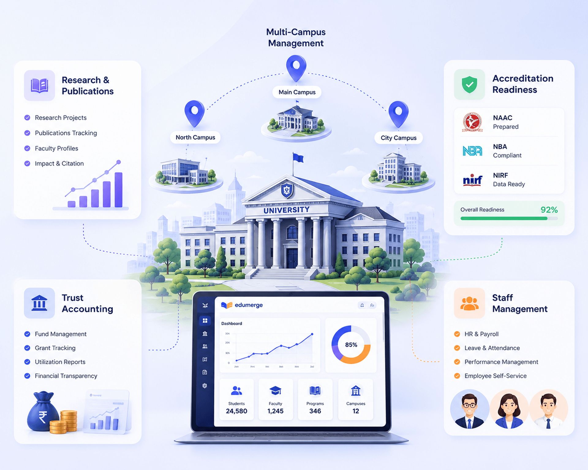 University ERP Dashboard - Multi-campus management and research tracking
