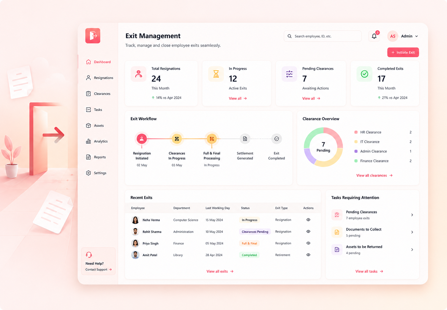 edumerge exit management module turns resignation & exit procedures into a breeze