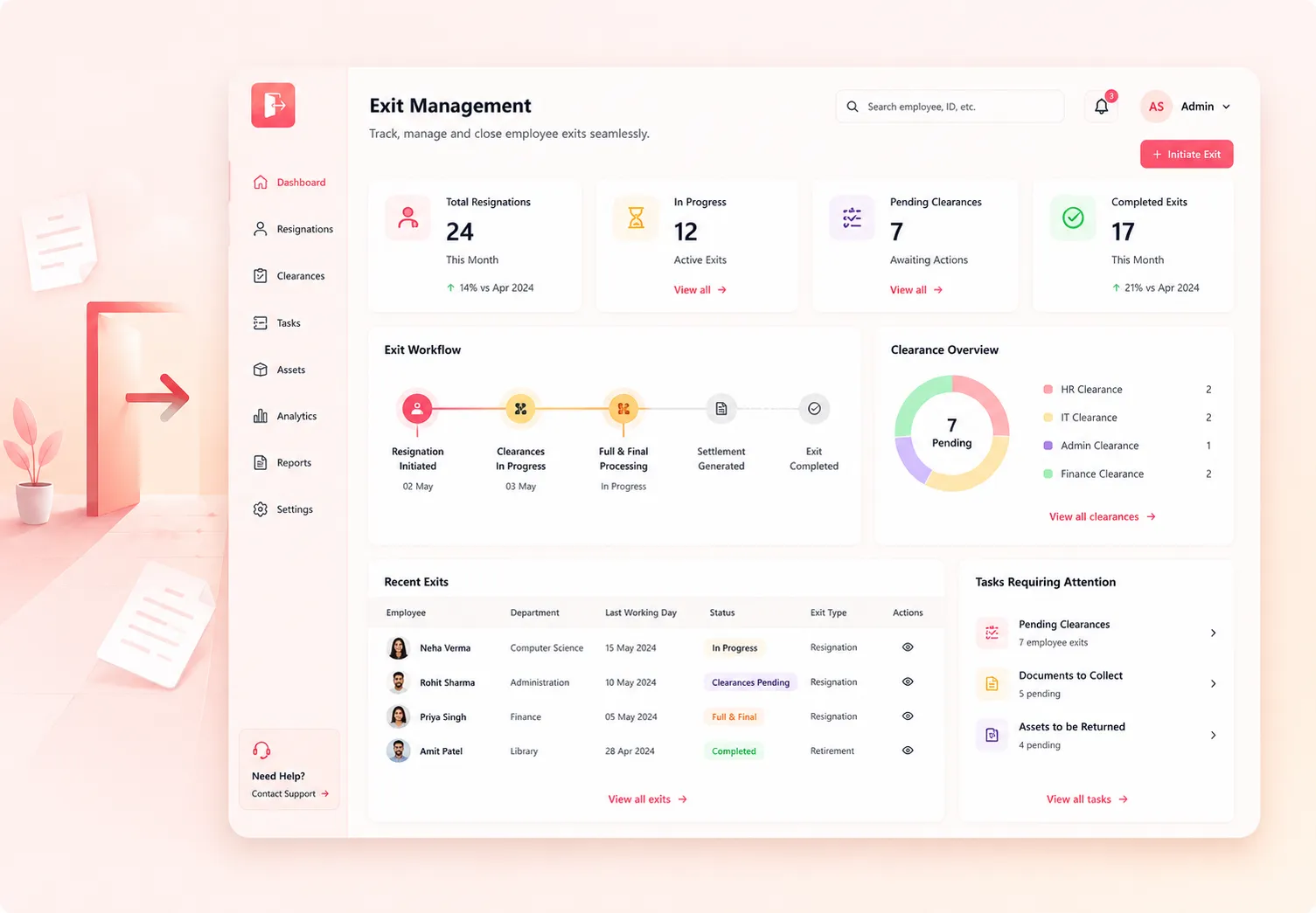 edumerge exit management module turns resignation & exit procedures into a breeze