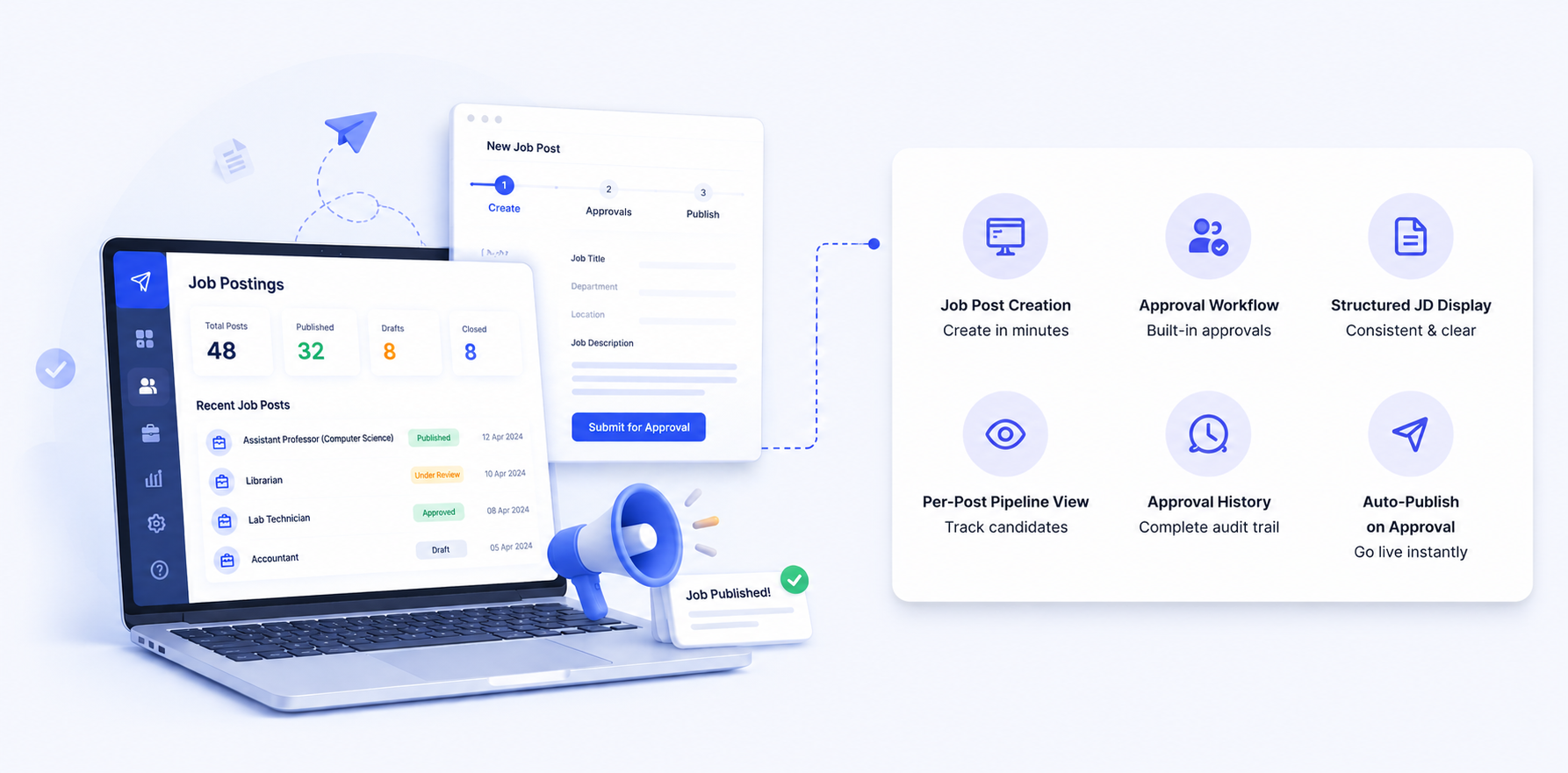 edumerge job posting module to publish structured, approved job posts to your career portal in a few steps