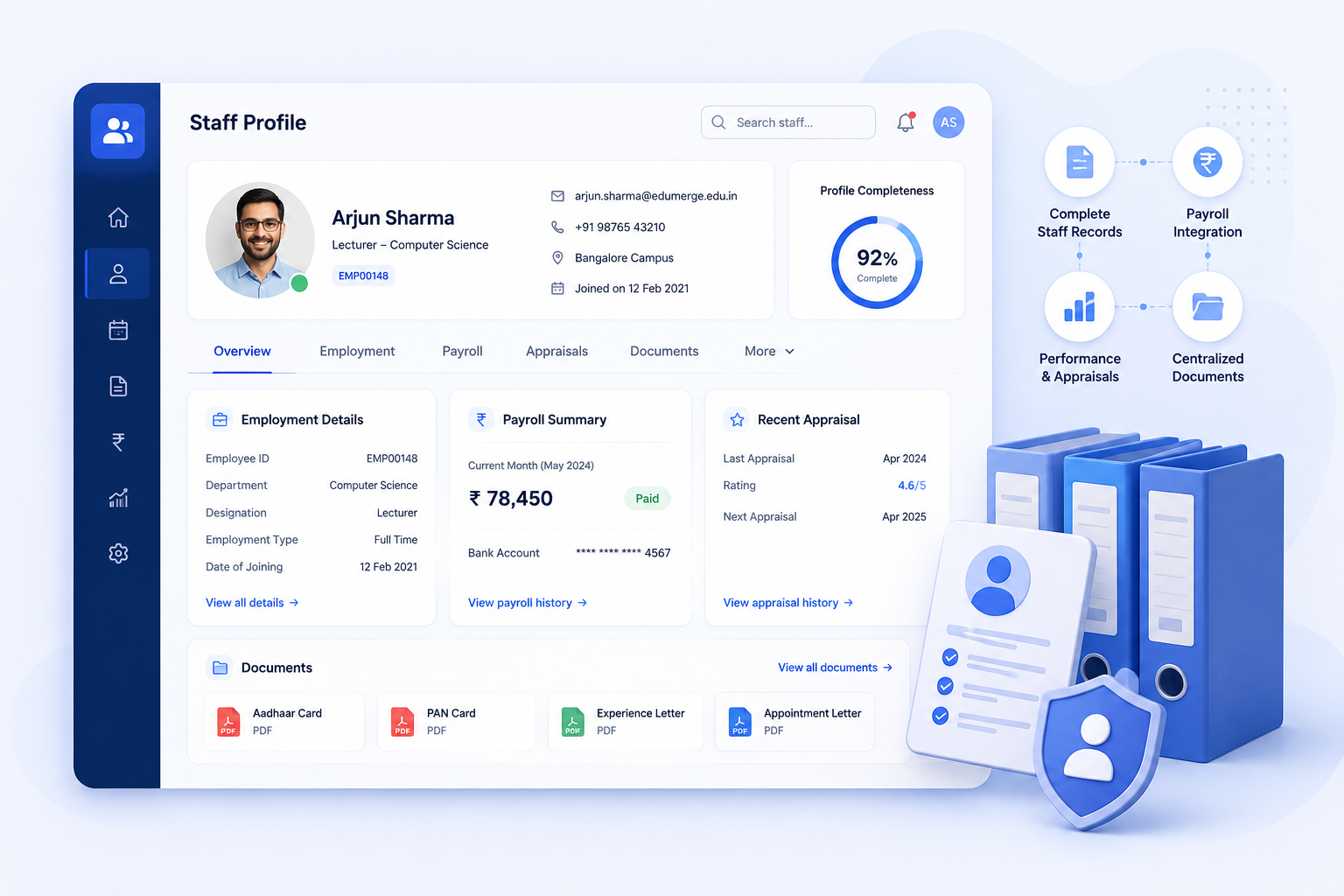 edumerge staff profile management for entire employee data in one place